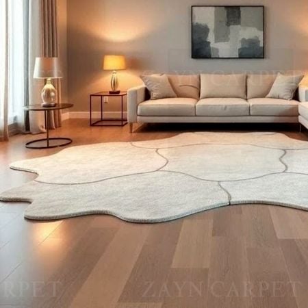 Handcrafted Neutral Patch Abstract Modern Living Rug